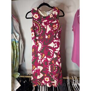 Vintage Lilly Pulitzer Olive‎ Off the Wagon Scallop Hem Dress Pink Floral Size 2